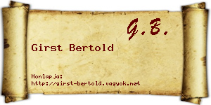 Girst Bertold névjegykártya